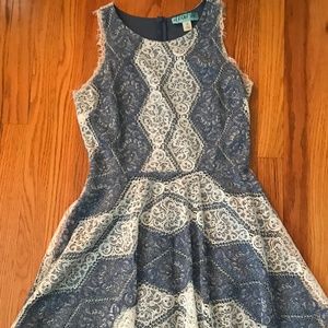 Skater style blue and white lace dress